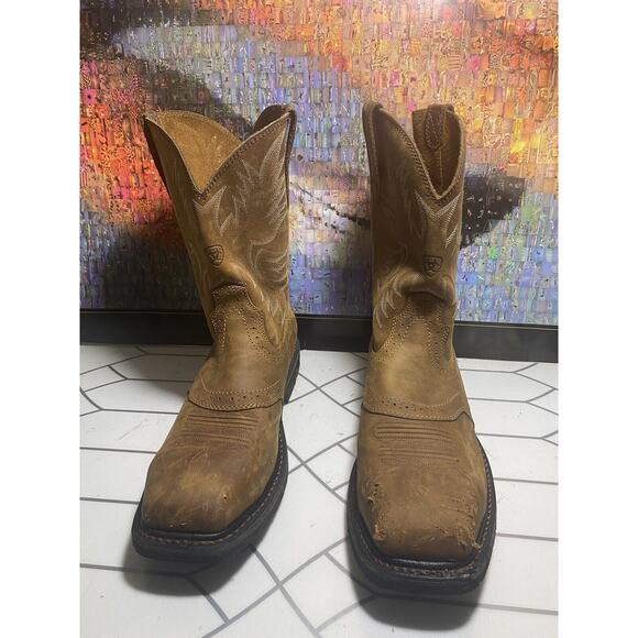 Ariat Sierra 10010134 Mens Brown Leather Square Steel Toe Work Boots Size 12 EE main image 6